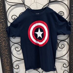 Men’s Marvel Navy Tee with Red and White Shield size large